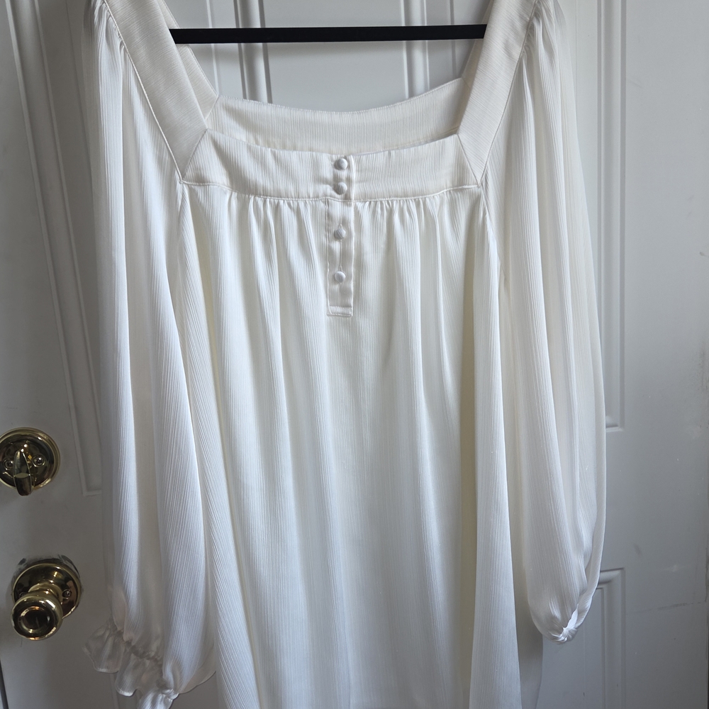 LC Lauren Conrad Cream Blouse with Button Accents